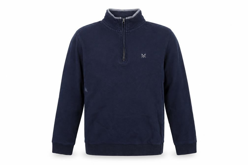 Crew Clothing Men's Blue 1/2 Zip Cotton Sweatshirt Size S