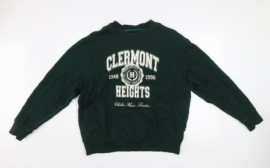 River Island Men's Green XL Pullover Sweatshirt Clermont Heights Logo