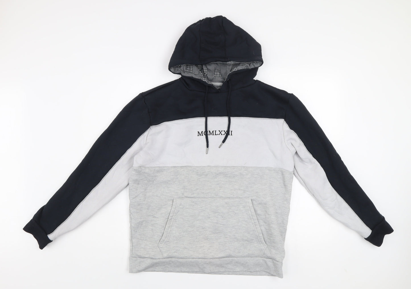 Brave Soul Men's Grey Colour Block Pullover Hoodie XL