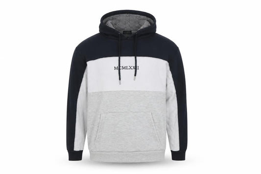 Brave Soul Men's Grey Colour Block Pullover Hoodie XL