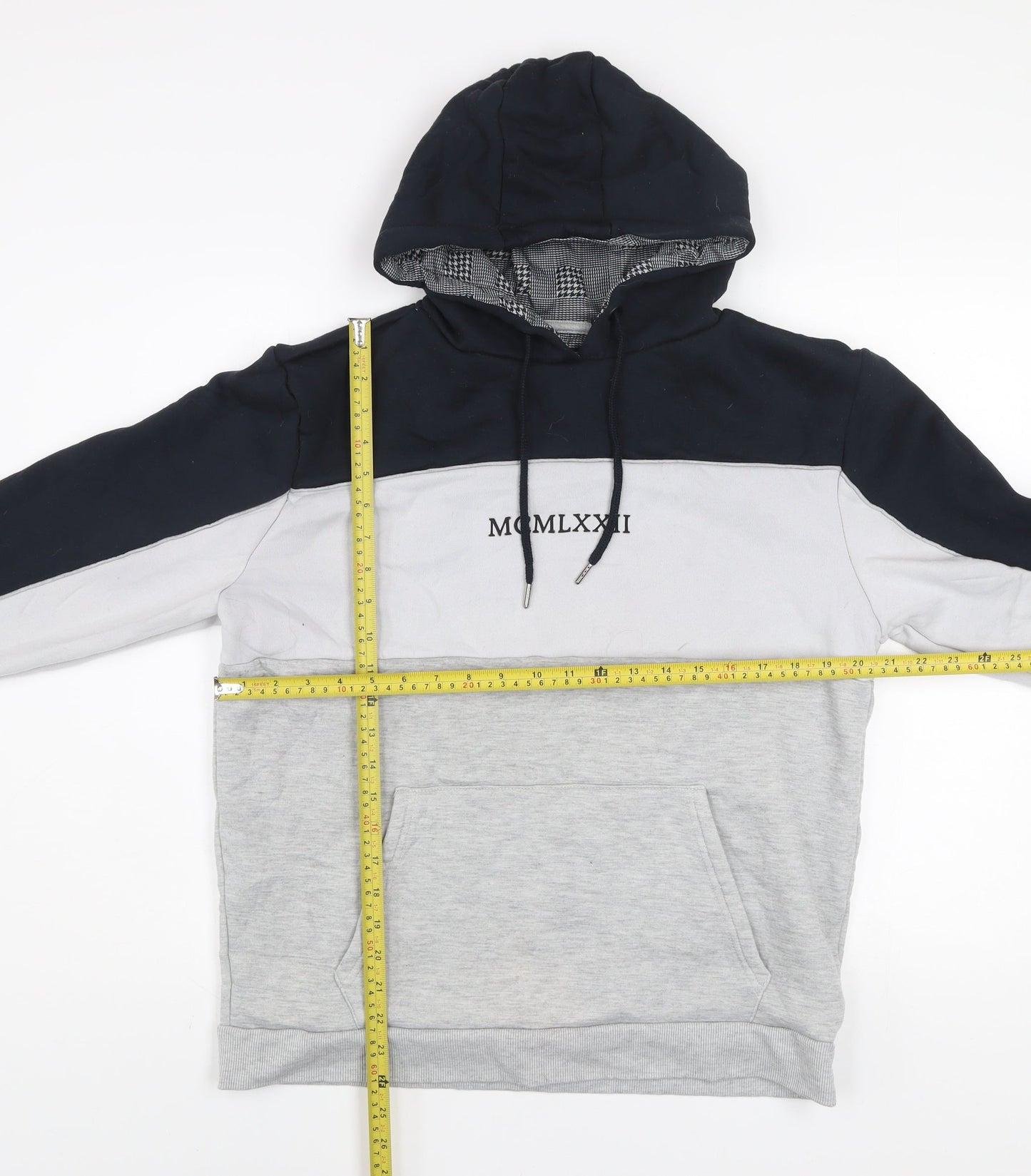 Brave Soul Men's Grey Colour Block Pullover Hoodie XL