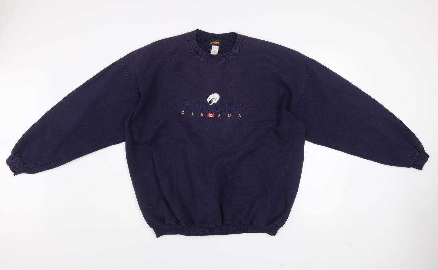 Royal Designs Men's Blue Quebec Canada Embroidered Sweatshirt XL