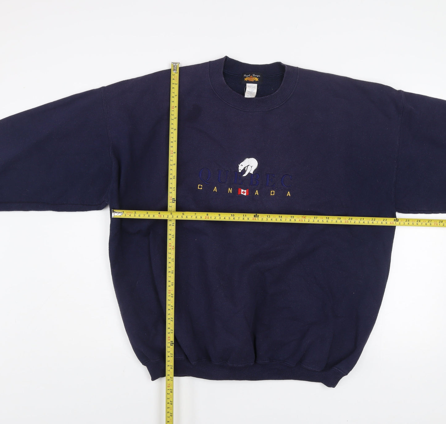 Royal Designs Men's Blue Quebec Canada Embroidered Sweatshirt XL