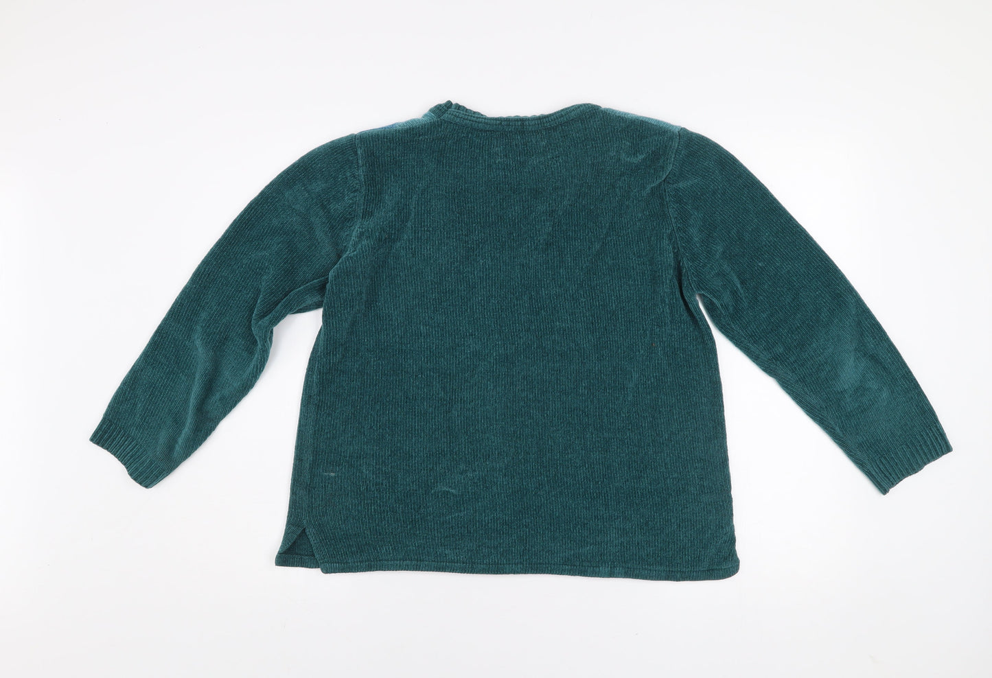 Reflex Women's Green Beaded Knit Pullover Jumper Size M