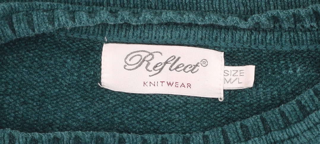 Reflex Women's Green Beaded Knit Pullover Jumper Size M