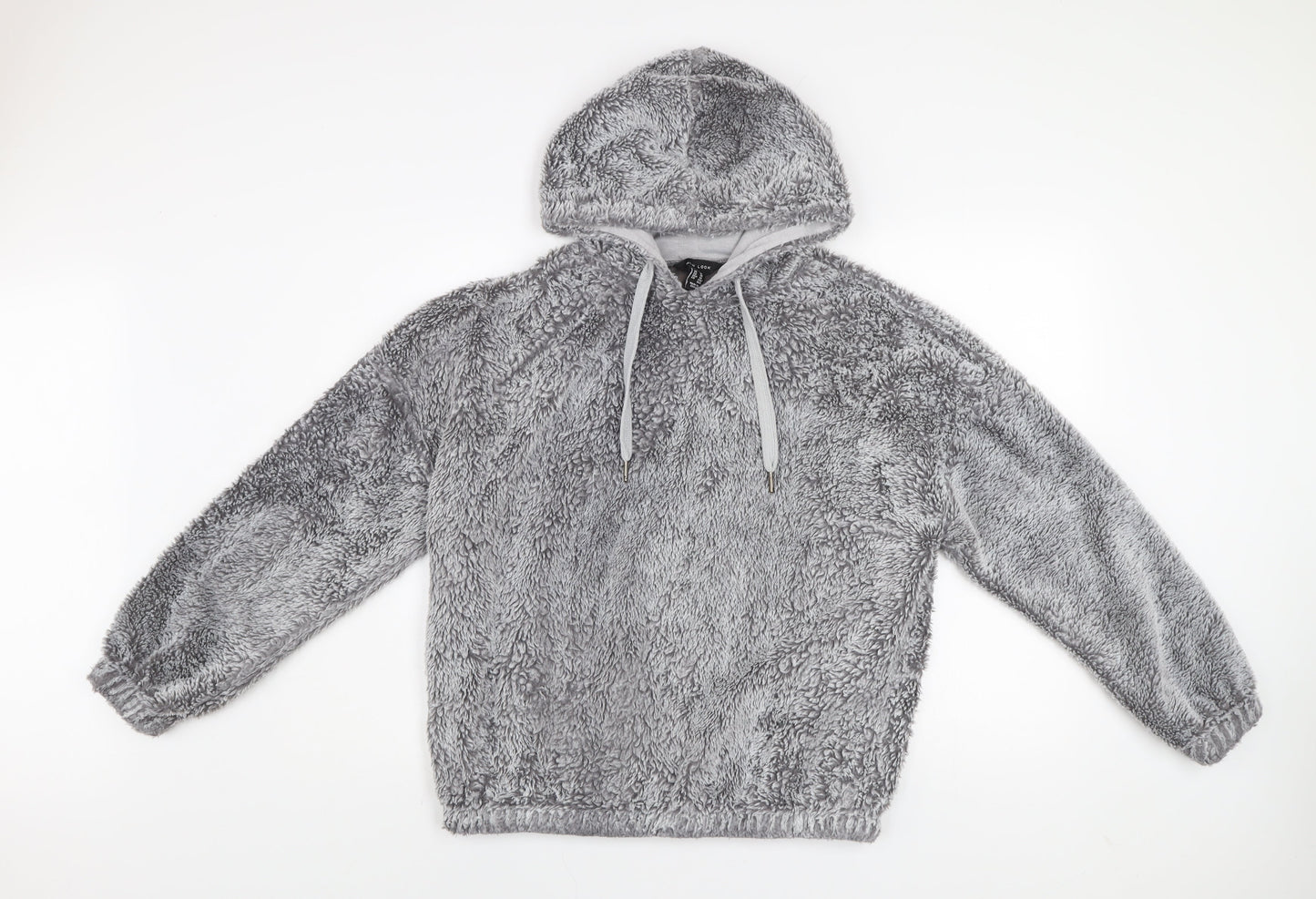 New Look Women Grey Pullover Hoodie M Soft Fleece Winter Casual