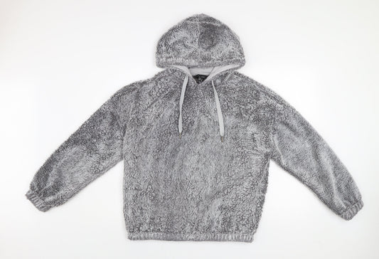 New Look Women Grey Pullover Hoodie M Soft Fleece Winter Casual