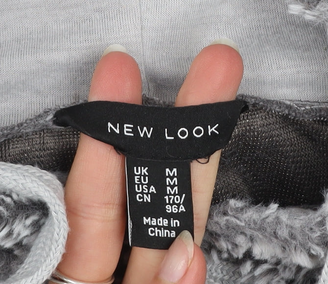New Look Women Grey Pullover Hoodie M Soft Fleece Winter Casual