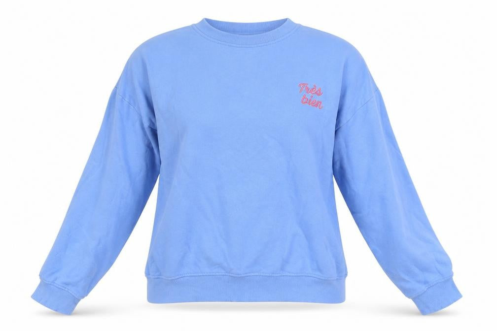 H&M Womens Blue Crew Neck Pullover Sweatshirt XS Cotton Blend