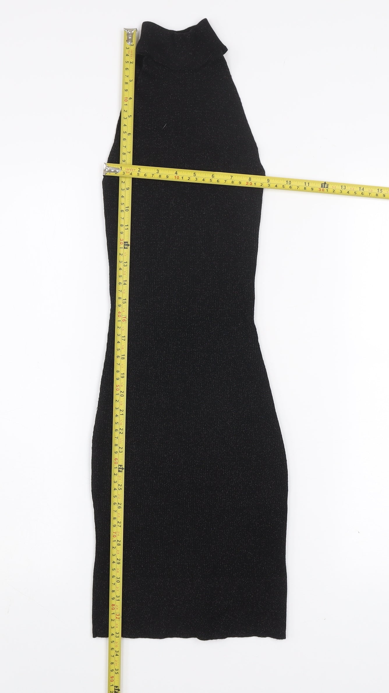 Gina Tricot Women's Black Sleeveless Bodycon Knit Dress Size S