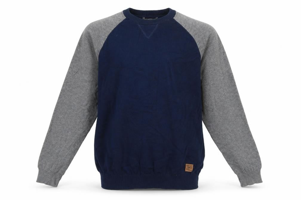 Springfield Men’s Blue Grey Cotton Crew Neck Pullover Jumper XL