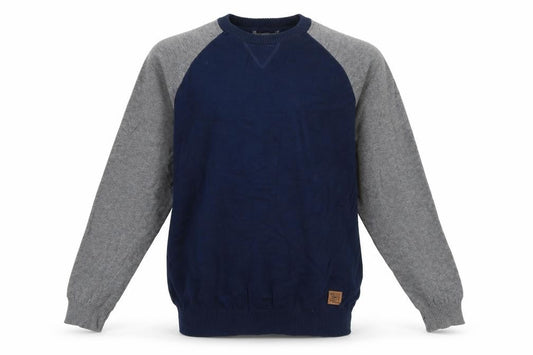 Springfield Men’s Blue Grey Cotton Crew Neck Pullover Jumper XL