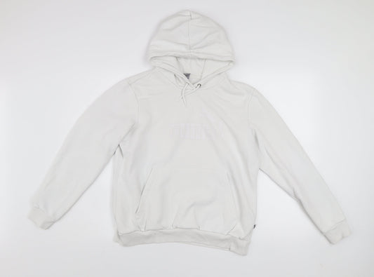 Puma Women White XL Pullover Hoodie Cotton Blend Hooded Sweatshirt