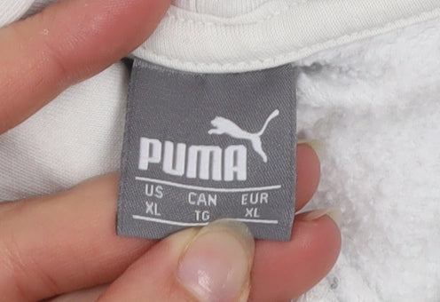 Puma Women White XL Pullover Hoodie Cotton Blend Hooded Sweatshirt