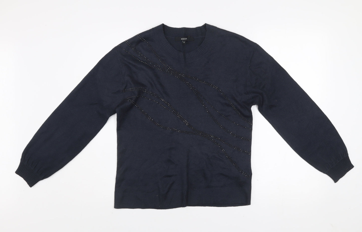 Next Women’s Black Beaded Crew Neck Knit Jumper XS