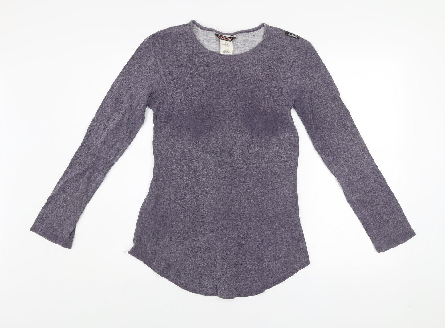 Diesel Womens Purple Long Sleeve Cotton Basic T-Shirt M