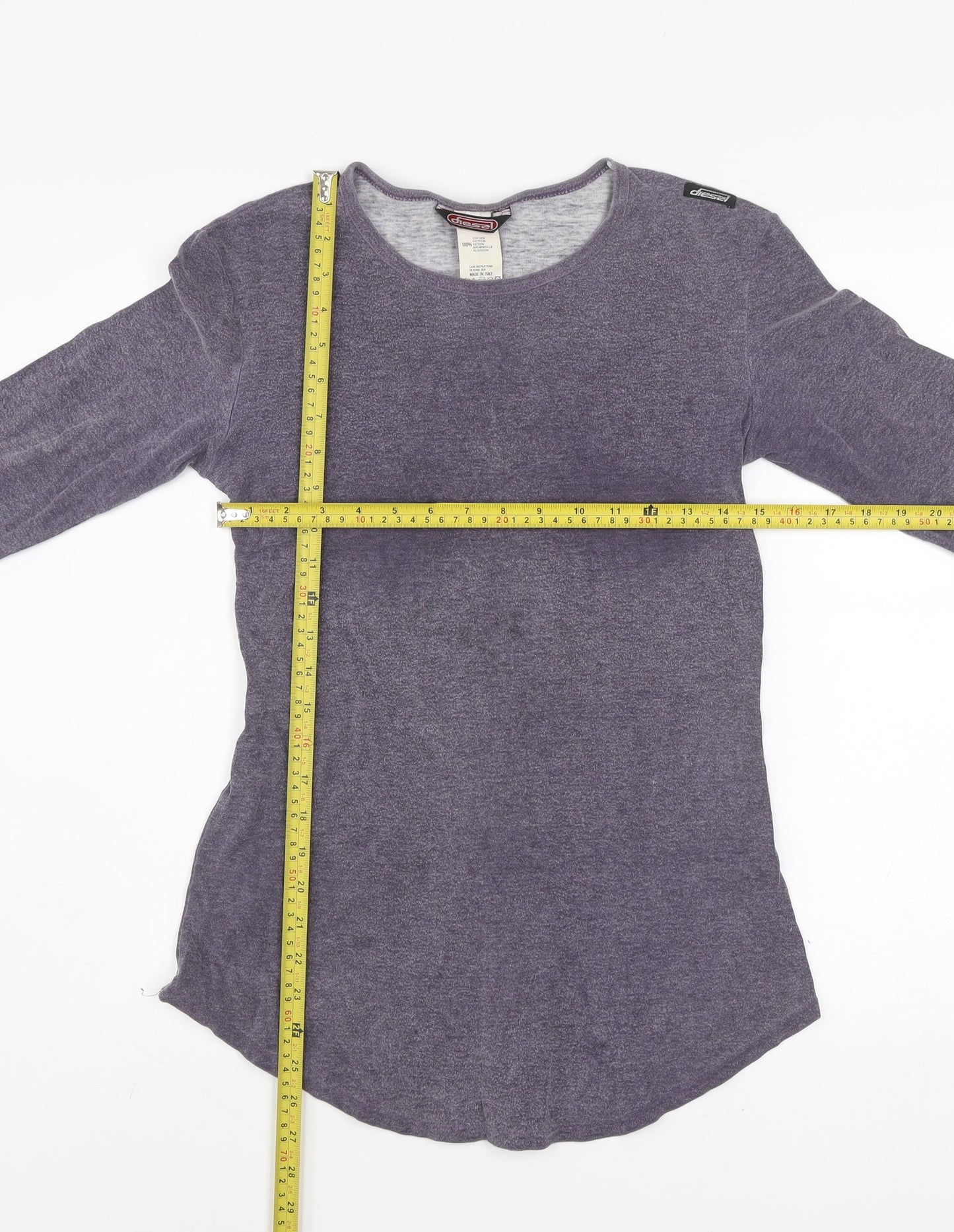 Diesel Womens Purple Long Sleeve Cotton Basic T-Shirt M