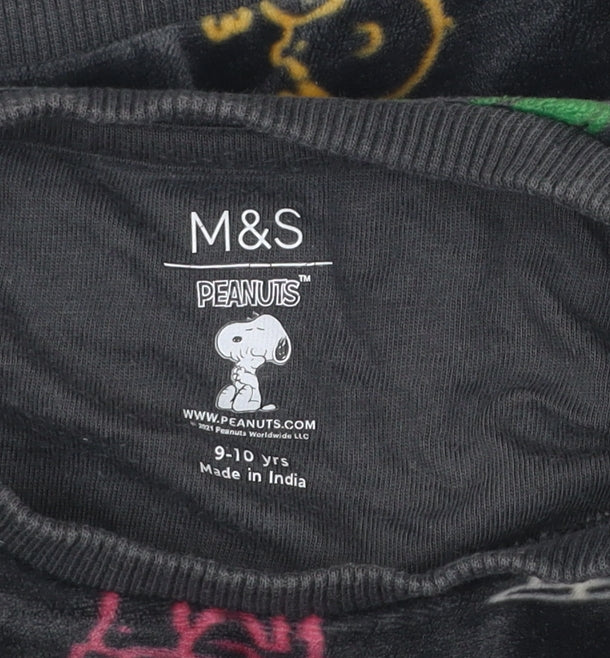 Marks and Spencer Girls Grey Snoopy Peanuts Pyjama Top 9-10 Years Velour