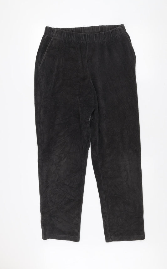 Lands' End Men's Black Corduroy Elastic Waist Trousers Size M