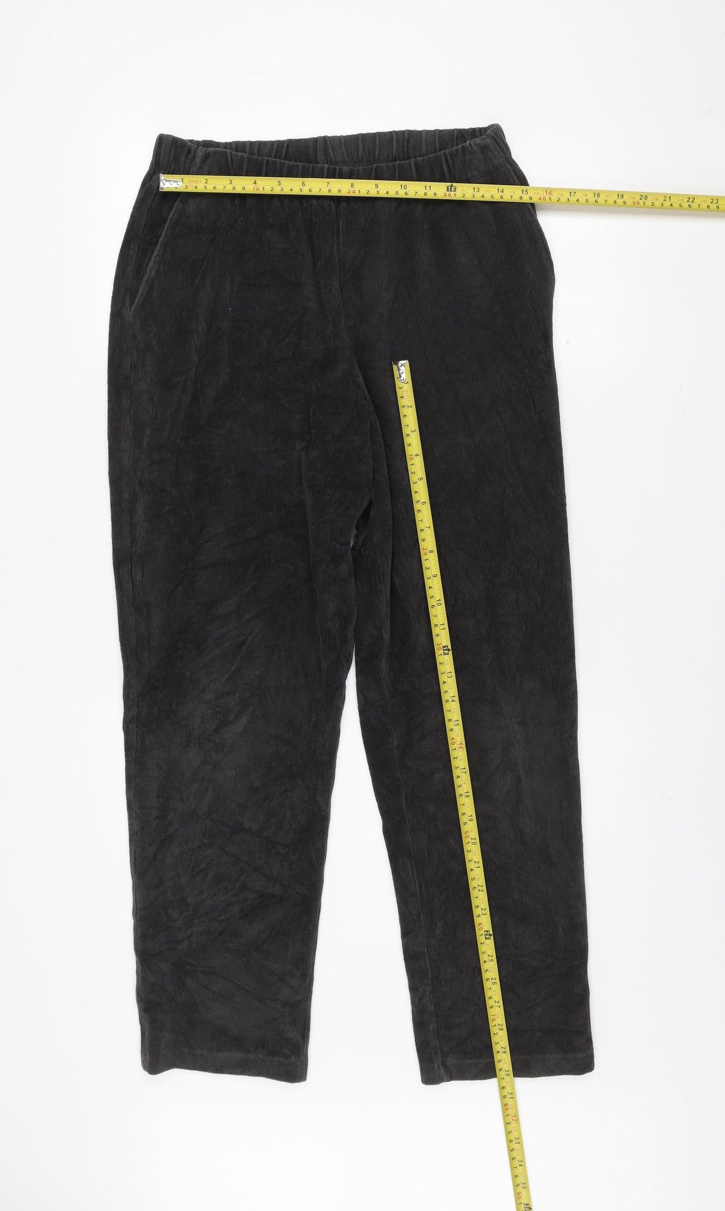 Lands' End Men's Black Corduroy Elastic Waist Trousers Size M