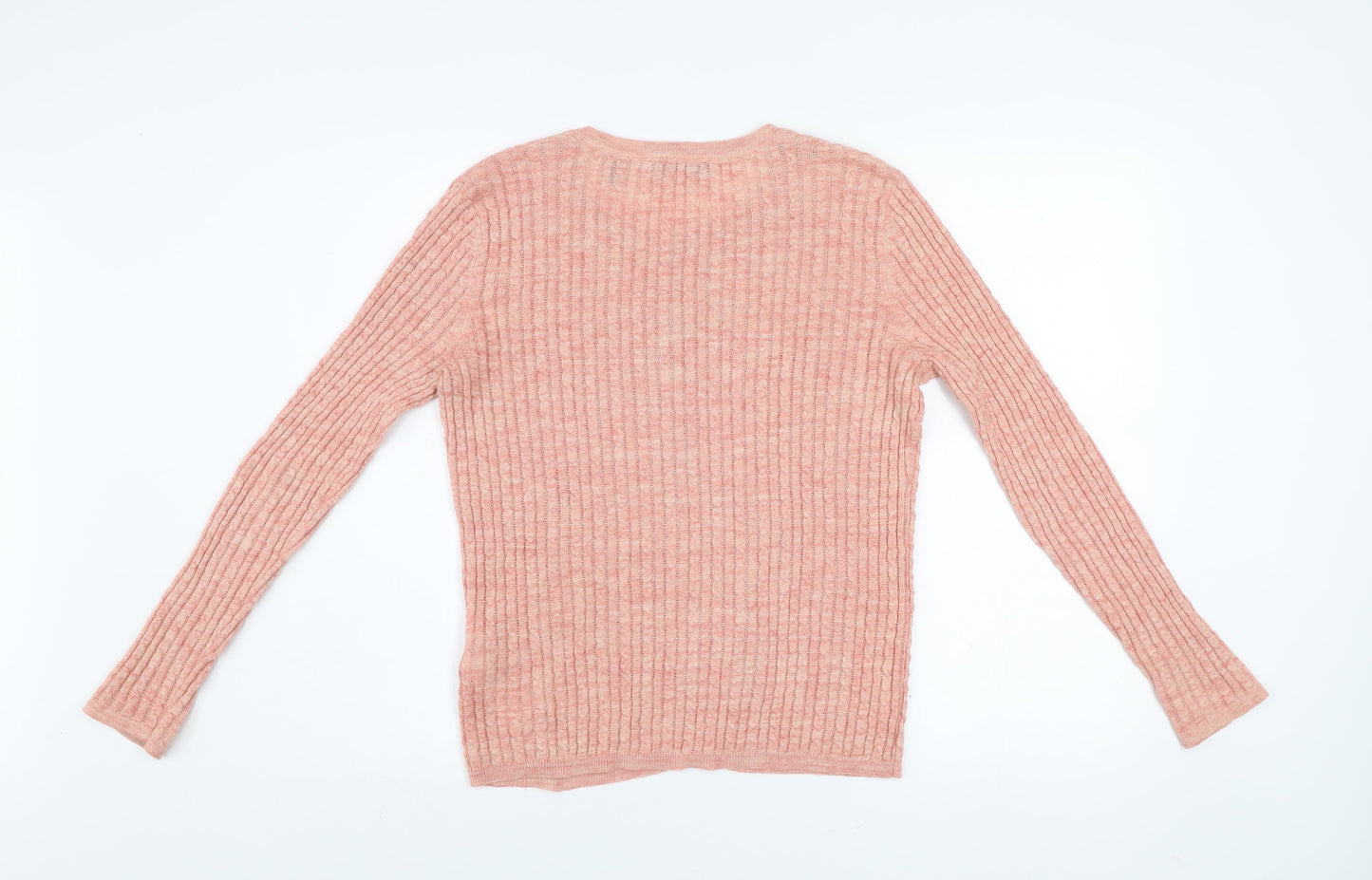 Esprit Women Pink Ribbed Knit Button Cardigan Size S