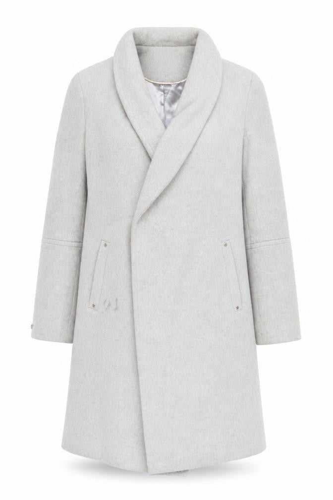 Wallis Women’s Grey Long Overcoat Size 12 Regular Fit Lined Wool Blend