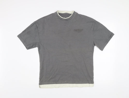 River Island Men's Grey Crew Neck Cotton T-Shirt Size S