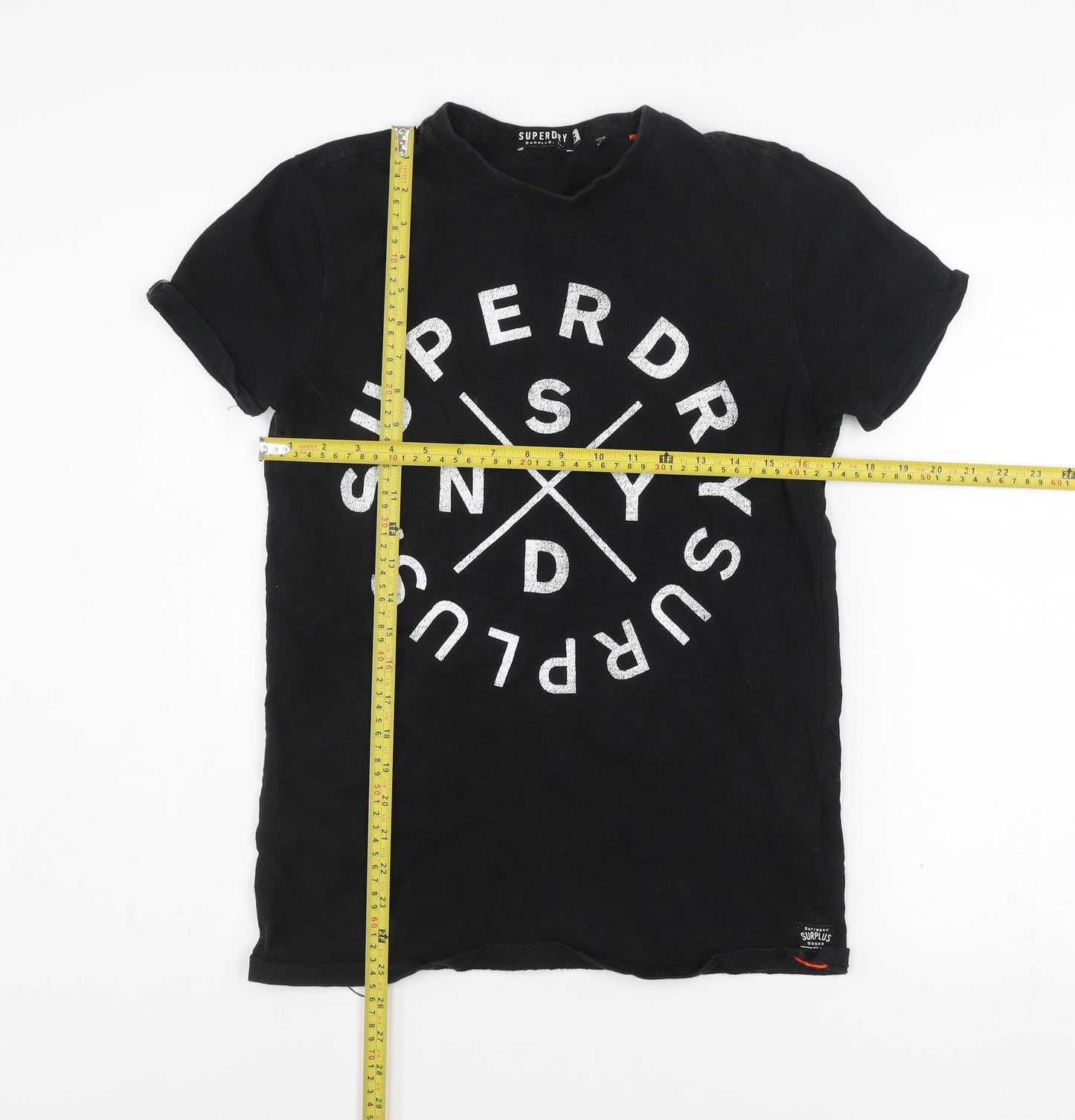 Superdry Men's Black Graphic Logo T-Shirt Size S Short Sleeve Cotton