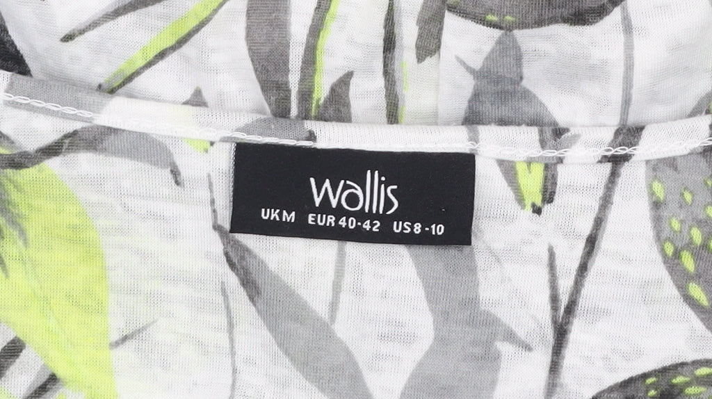 Wallis Women's Multicoloured Floral Cropped V-Neck Tie T-Shirt Size M