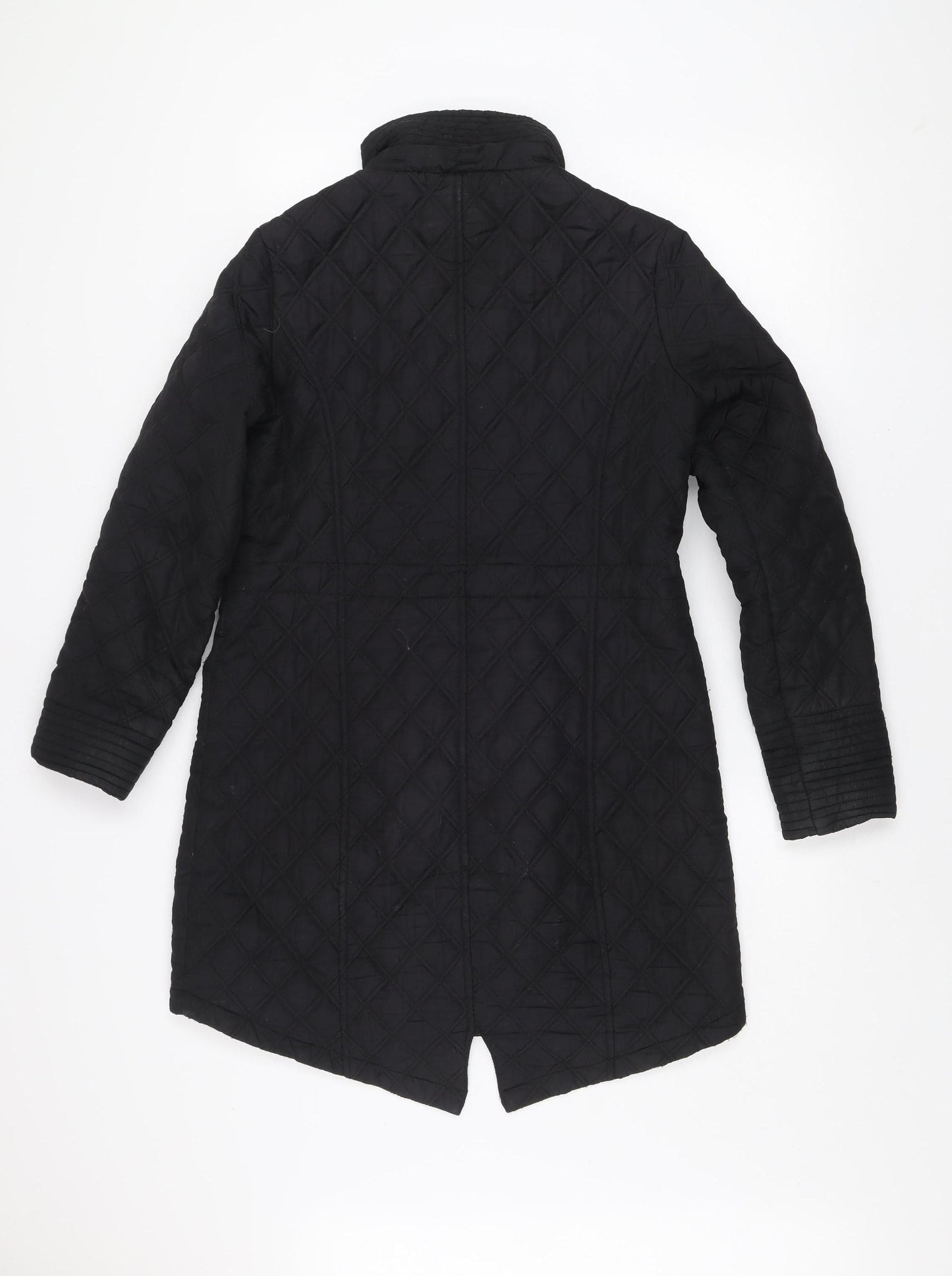 Tu Women's Black Quilted Long Coat Size 8 Lined Winter Jacket