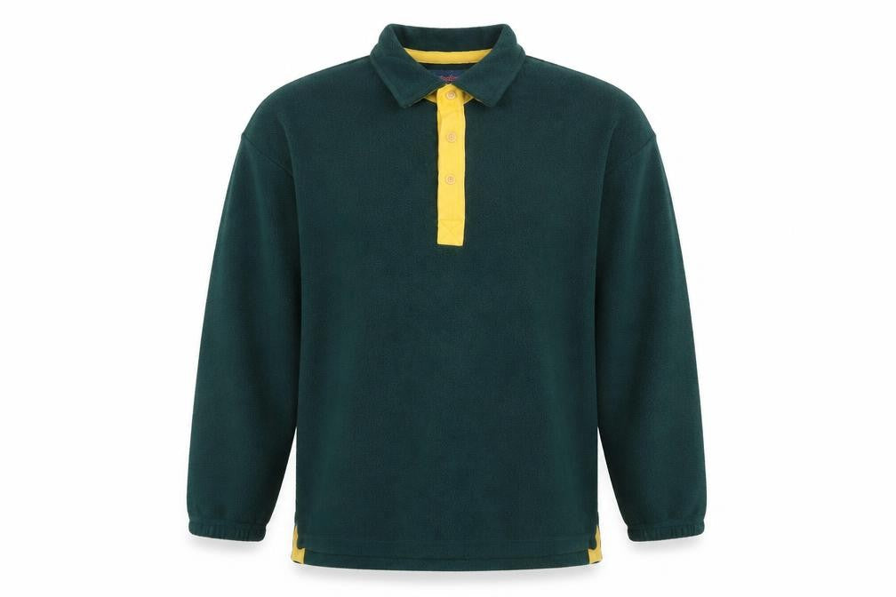 Tracker Mens Green Fleece Henley Sweatshirt Size L Outdoor Warm Top
