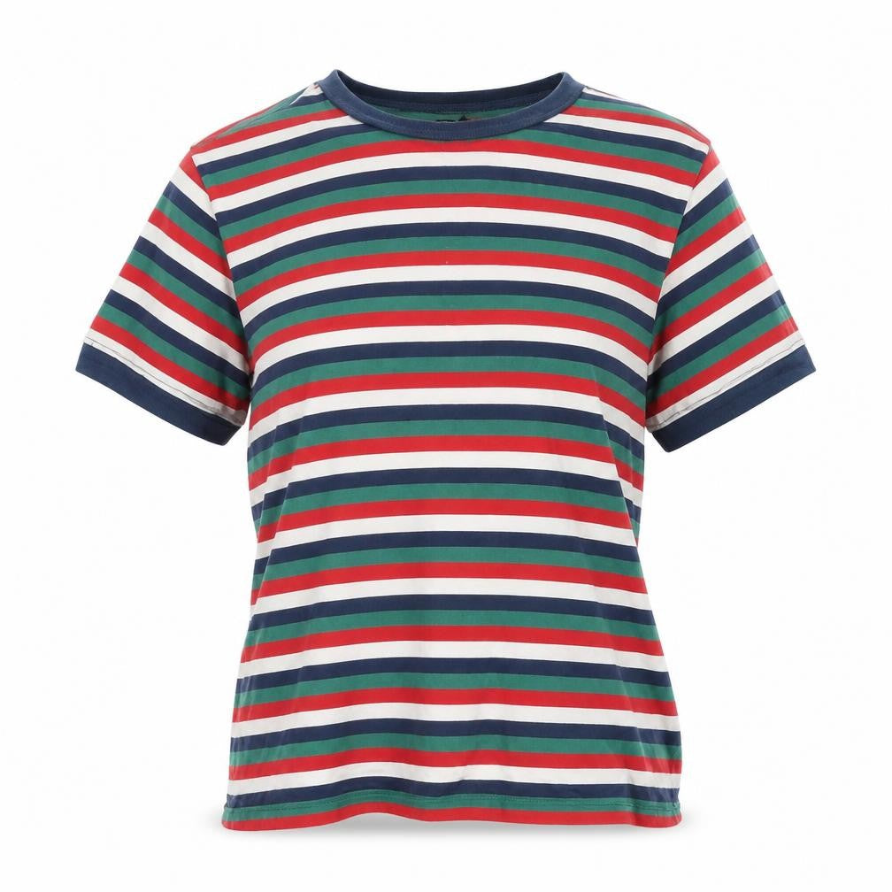 Front view of BDG Women's Multicoloured Striped Ringer T-Shirt, size S