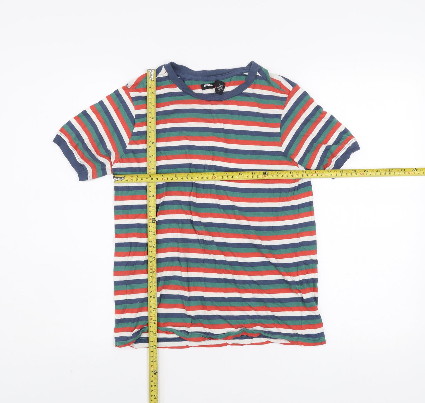 BDG Women's Multicoloured Striped Ringer T-Shirt Size S