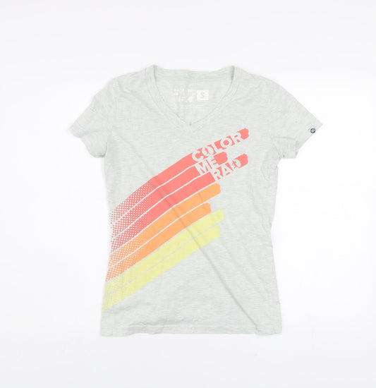 Color Me Rad Grey V-Neck Short Sleeve Sports Graphic Men's T-Shirt Size S