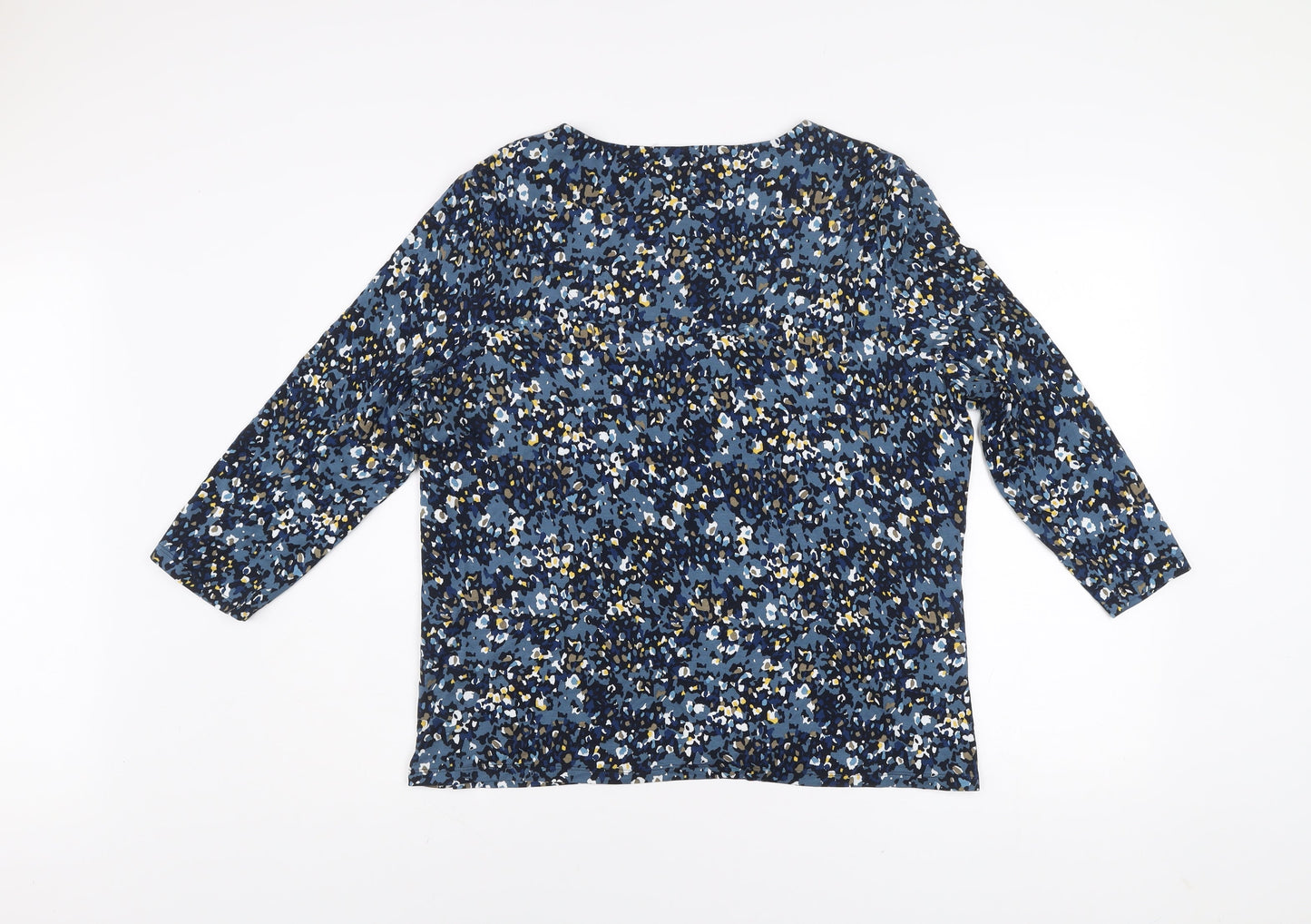 Country Casuals Women's Blue Floral Tunic Blouse Size L 3/4 Sleeve