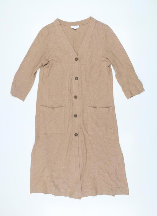 Pure Jill Women's Beige XS V-Neck 3/4 Sleeve Long Cardigan
