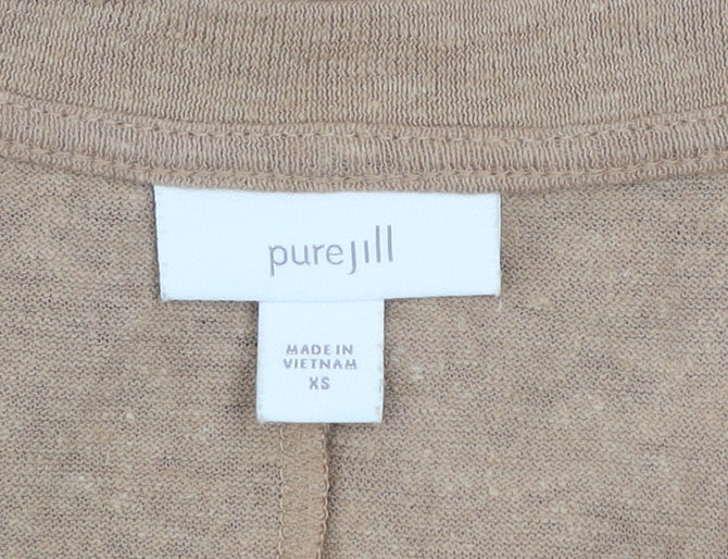 Pure Jill Women's Beige XS V-Neck 3/4 Sleeve Long Cardigan