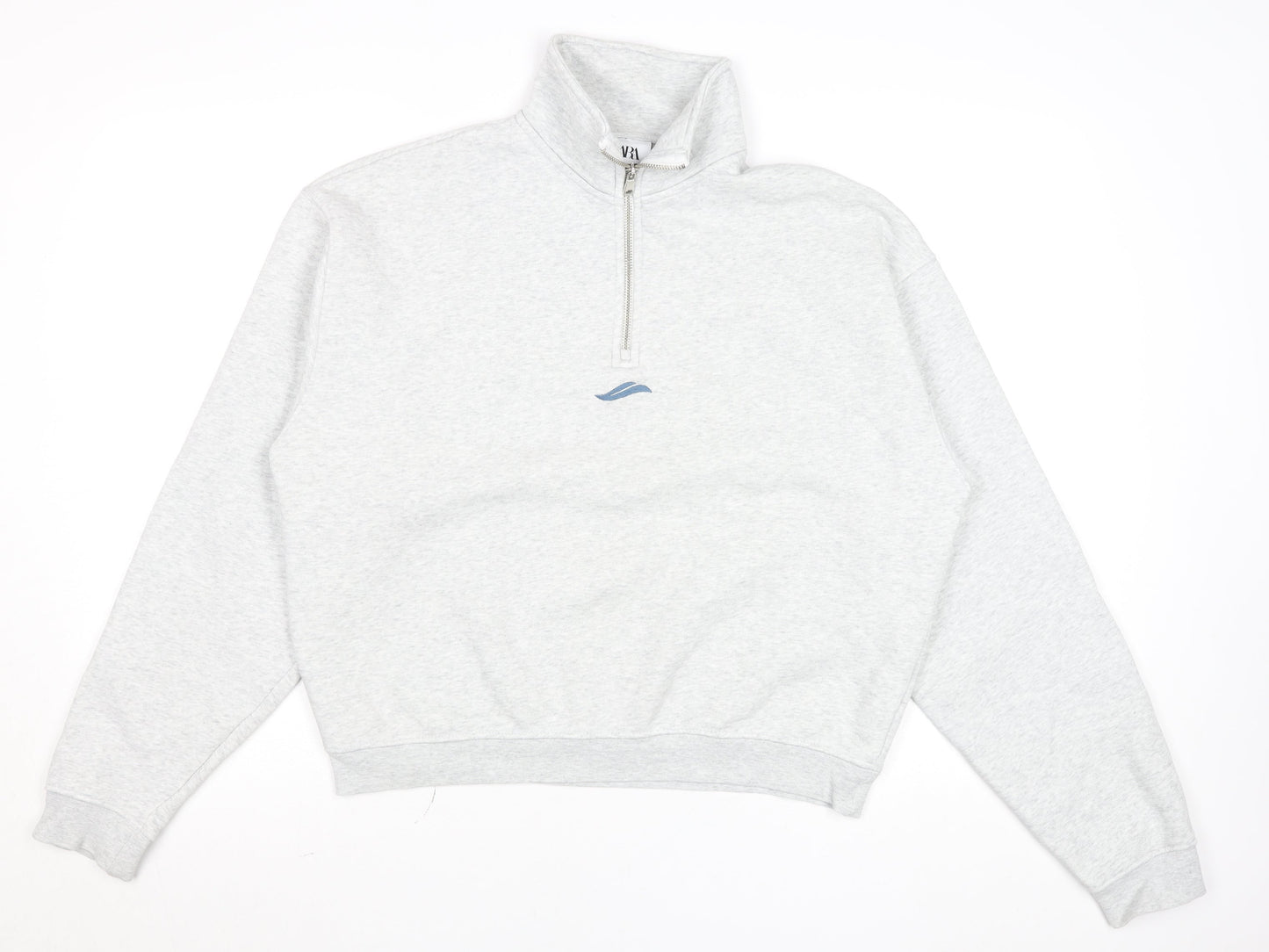 Zara Men's Grey 1/2 Zip Sweatshirt S Retro Fleece Pullover