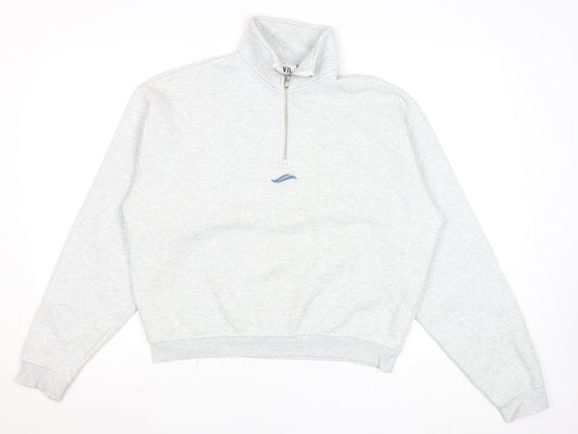 Zara Men's Grey 1/2 Zip Sweatshirt S Retro Fleece Pullover