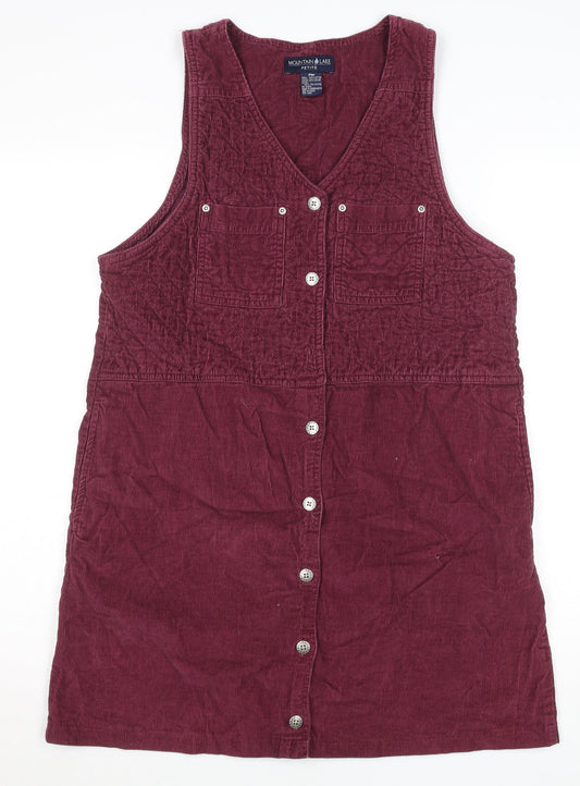Mountain Lake Petite Red Corduroy Button Pinafore Dress Women’s M