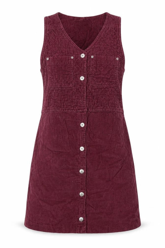 Mountain Lake Petite Red Corduroy Button Pinafore Dress Women’s M