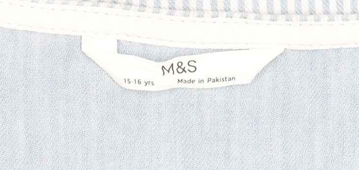 Marks and Spencer Girls Blue Striped Cotton Waistcoat 15-16 Years