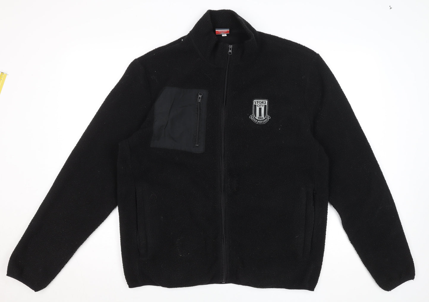 Stoke City FC Men's Black Fleece Jacket L Full Zip Embroidered Badge