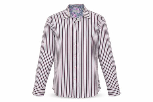 Ted Baker Men's Purple Striped Long Sleeve Button-Up Shirt M