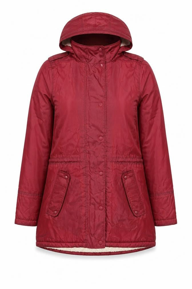 Cotton Traders Women's Red Hooded Parka Coat Size 10
