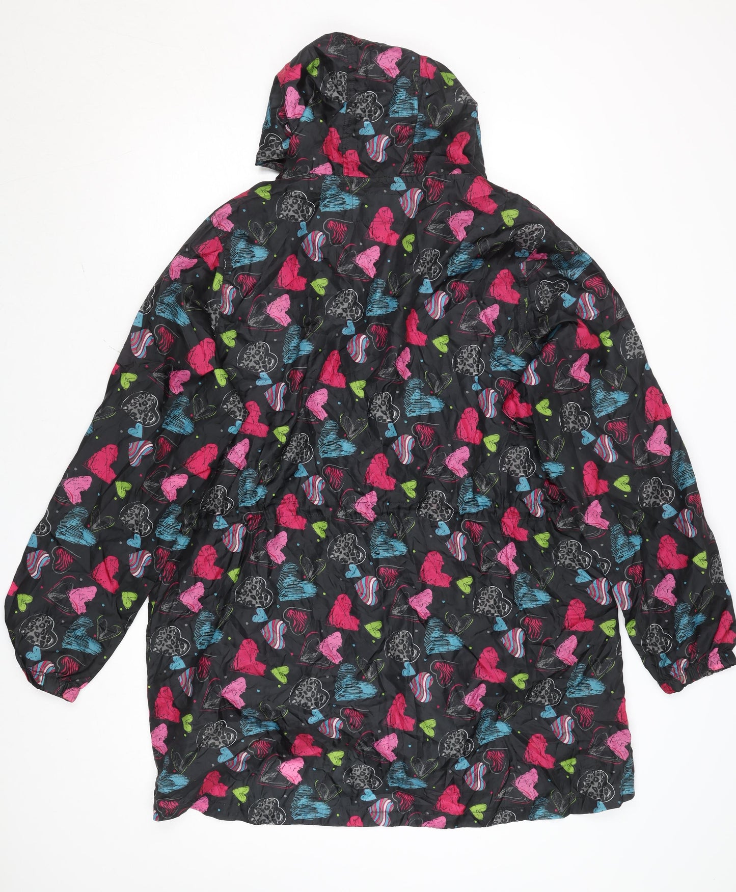 Urban Essentials Women's Multicoloured Heart Print Hooded Rain Jacket L