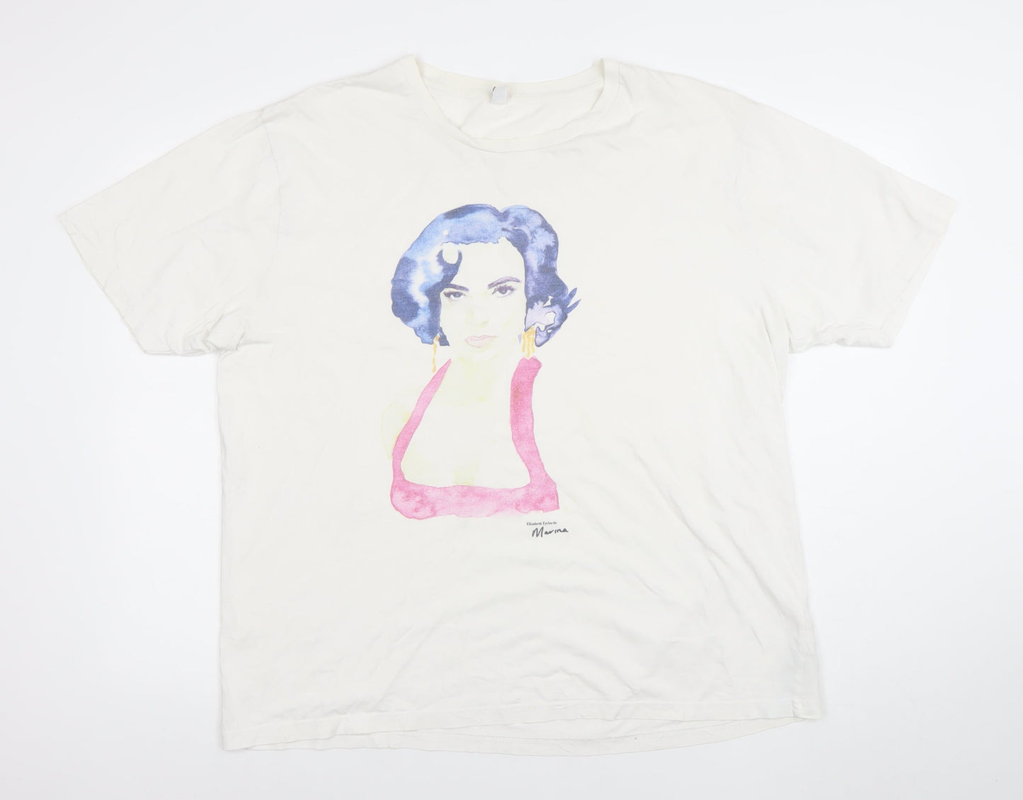 Earth Positive Women's White 2XL Art Print Relaxed Fit T-Shirt 100% Organic Cotton
