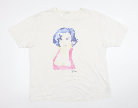 Earth Positive Women's White 2XL Art Print Relaxed Fit T-Shirt 100% Organic Cotton