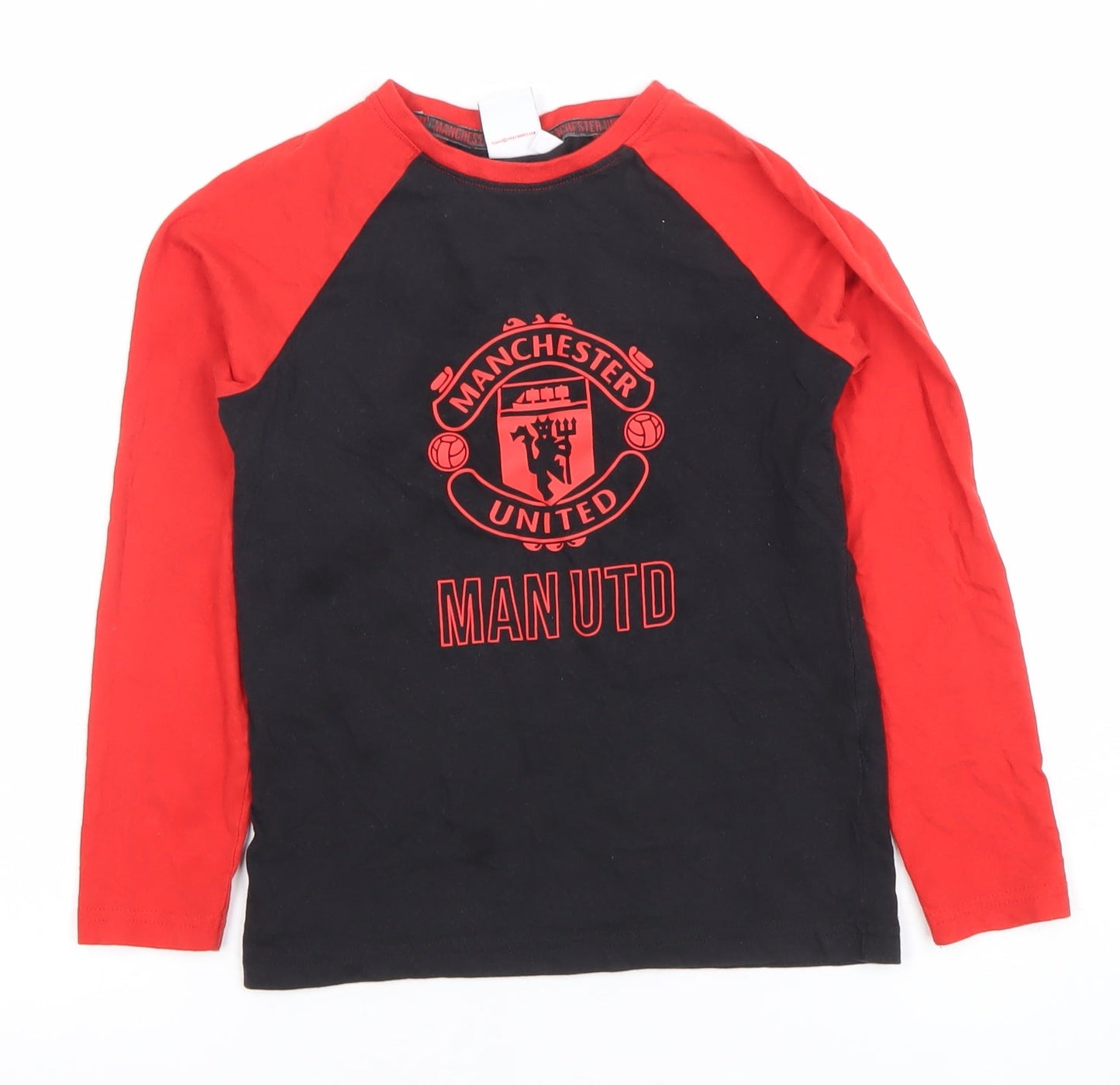 Manchester United Boys Black Red Long Sleeve T-Shirt Size 7-8 Years