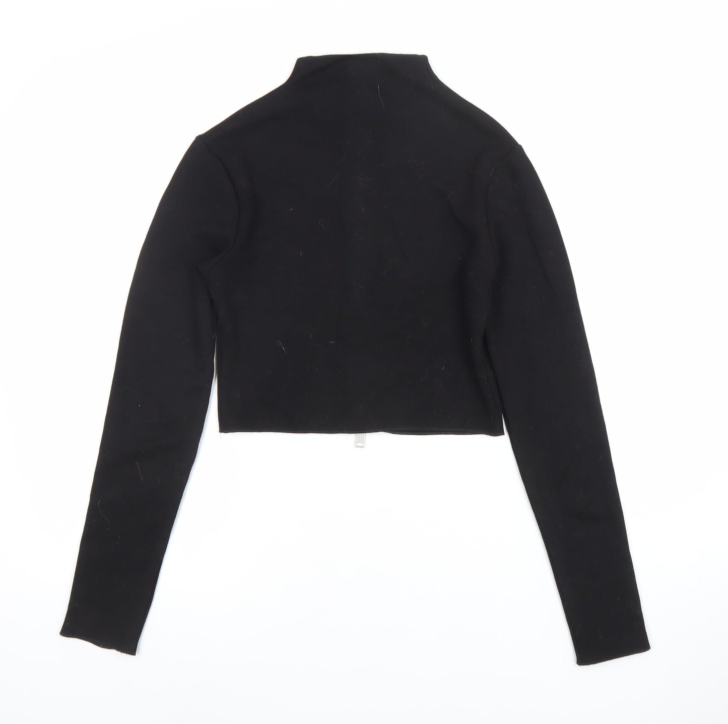 ZARA Womens Black Slim Fit Full Zip Mock Neck Jumper Size 10